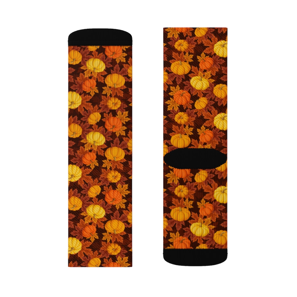 Thanksgiving Socks, Fall autumn Maple Leaves Pumpkins 3D Sublimation Women Men Fun Novelty Cool Funky Crazy Casual Cute Crew Unique Gift Starcove Fashion