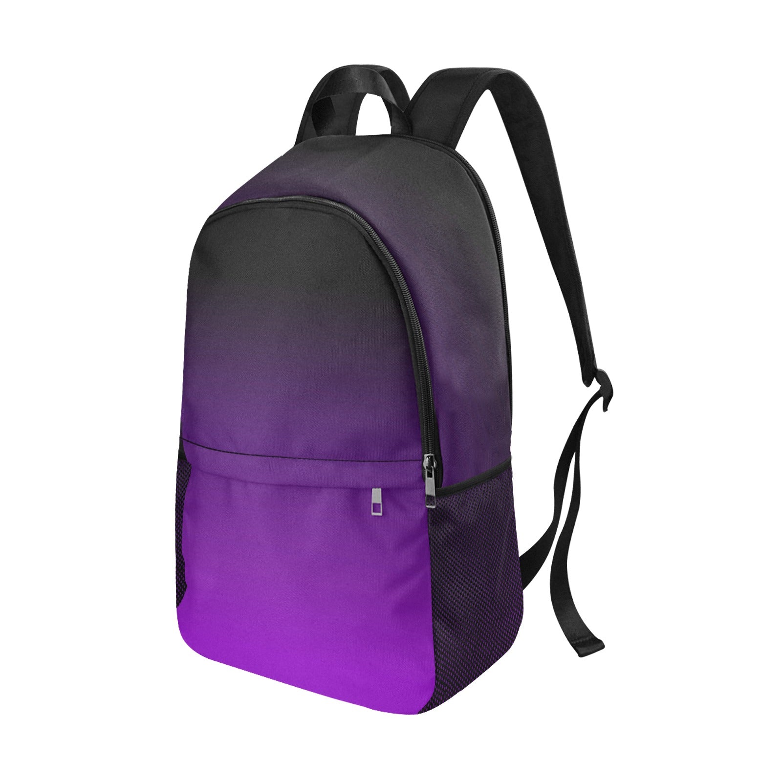 Black Purple Backpack, Ombre Gradient Tie dye Men Women Kids Gift Him Her School College Waterproof Side Mesh Pockets Aesthetic Bag Starcove Fashion