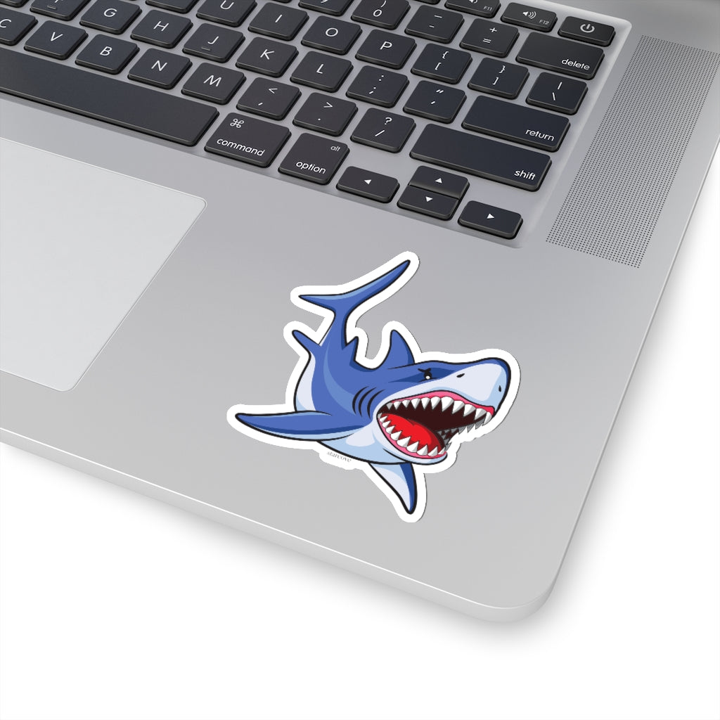 Great White Shark Sticker, Marine Fish Bite Blue  Laptop Decal Vinyl Cute Waterbottle Tumbler Car Bumper Aesthetic Label Wall Mural Starcove Fashion