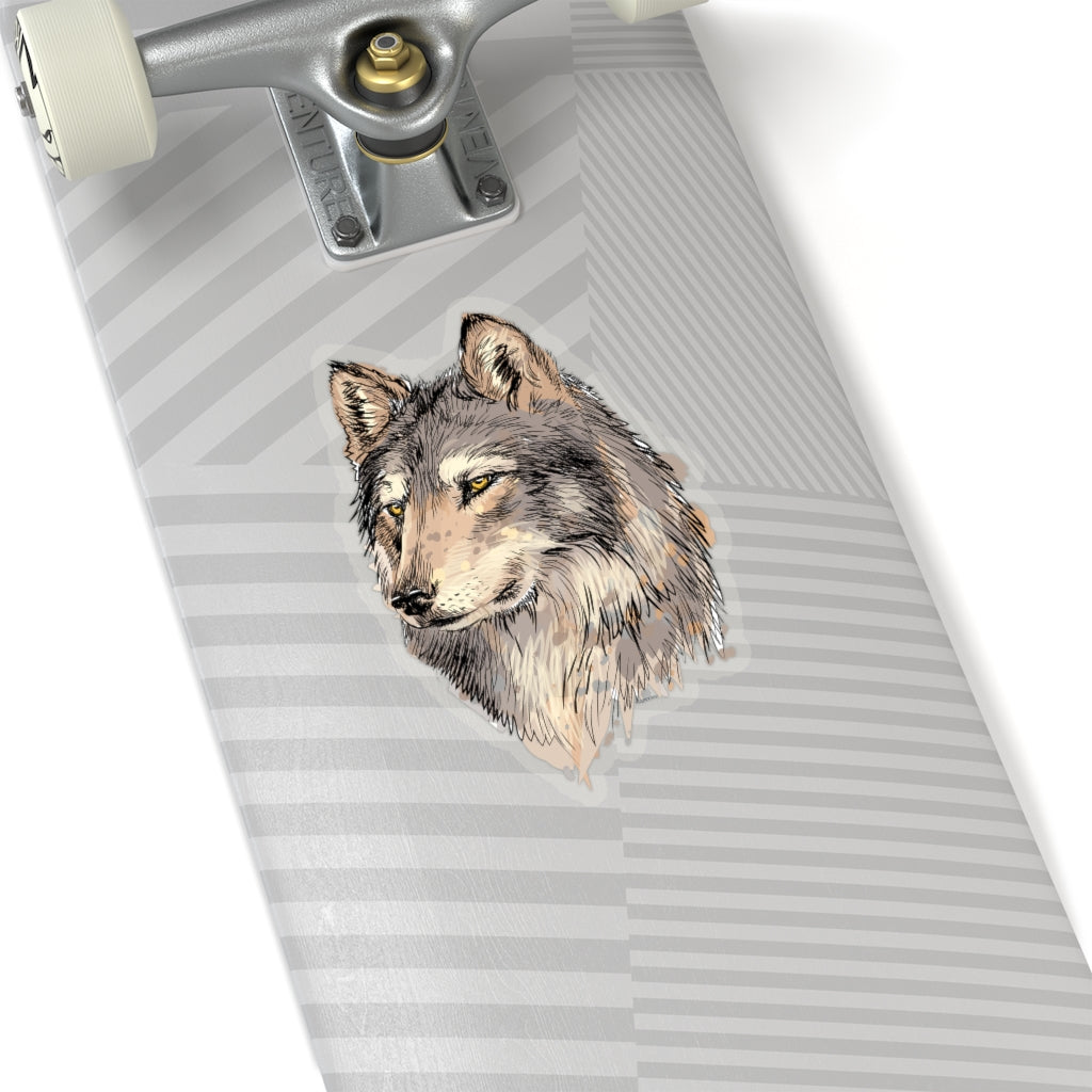 Wolf Art Sticker, Animal Head Watercolor Laptop Decal Vinyl Cute Waterbottle Tumbler Car Waterproof Bumper Aesthetic Die Cut Wall Mural Starcove Fashion