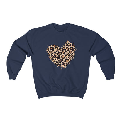 Leopard Heart Sweatshirt, Cheetah Graphic Valentines Day Crewneck Fleece Sweater Pullover Men Women Aesthetic Top Starcove Fashion