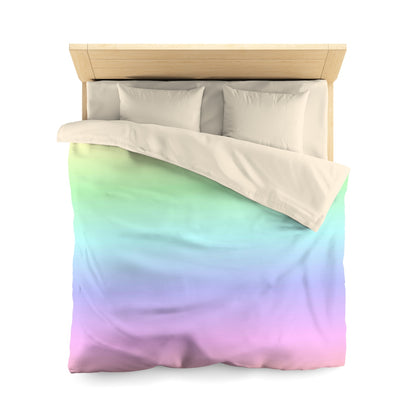 Colorful Duvet Cover, Pastel Rainbow Pink Purple Ombre Colorful Microfiber Full Queen Twin Unique Vibrant Bed Cover Home Bedding Bedroom Starcove Fashion