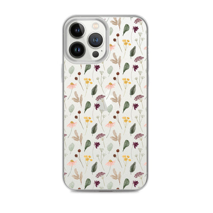 Wild Flowers Clear iPhone 14 13 Pro Max Case, Watercolor Transparent Aesthetic iPhone 12 11 Mini SE 2020 XS Max XR X 7 Plus 8 Cell Phone