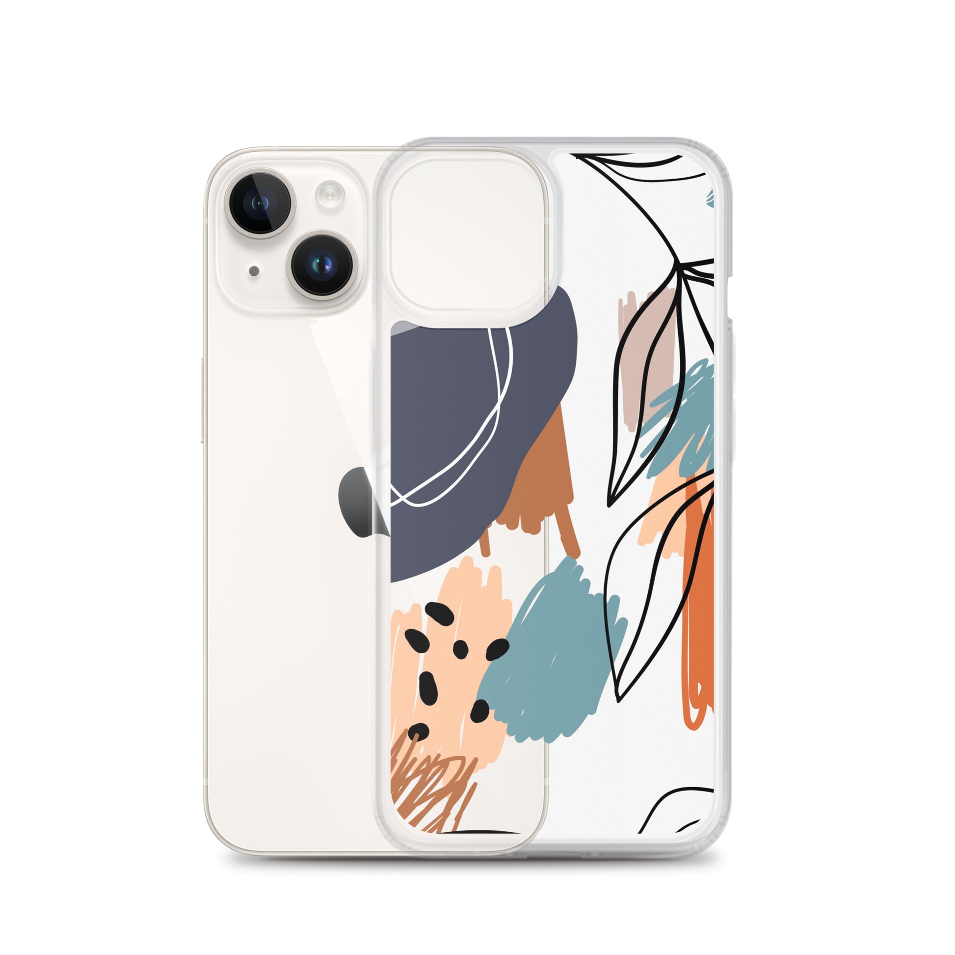 Abstract Pattern Clear iPhone 14 13 12 Pro Max Case, Geometric Print Cute Aesthetic iPhone 11 Mini SE 2020 XS Max XR X 8 7 Plus Transparent Starcove Fashion
