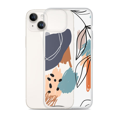 Abstract Pattern Clear iPhone 14 13 12 Pro Max Case, Geometric Print Cute Aesthetic iPhone 11 Mini SE 2020 XS Max XR X 8 7 Plus Transparent