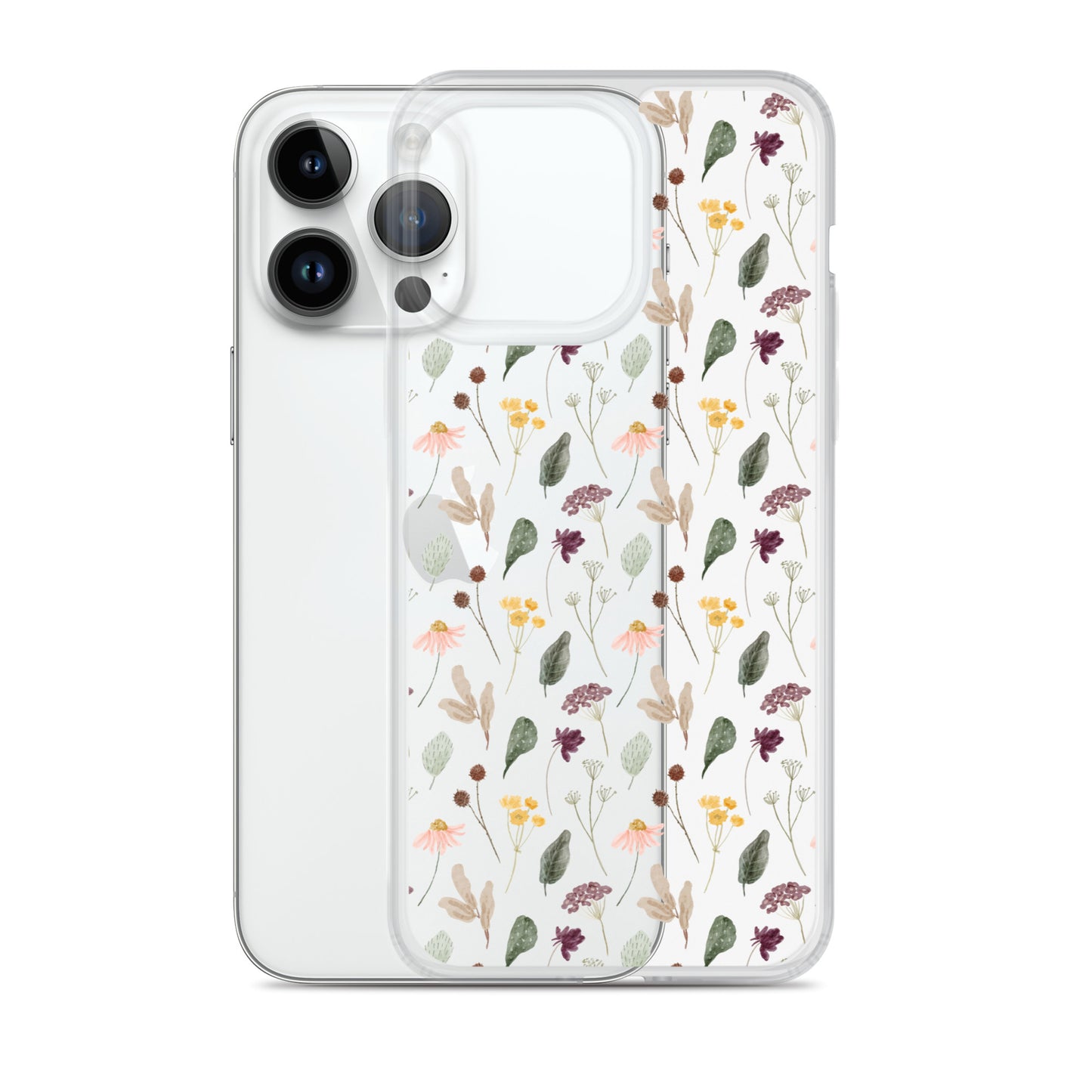Wild Flowers Clear iPhone 14 13 Pro Max Case, Watercolor Transparent Aesthetic iPhone 12 11 Mini SE 2020 XS Max XR X 7 Plus 8 Cell Phone