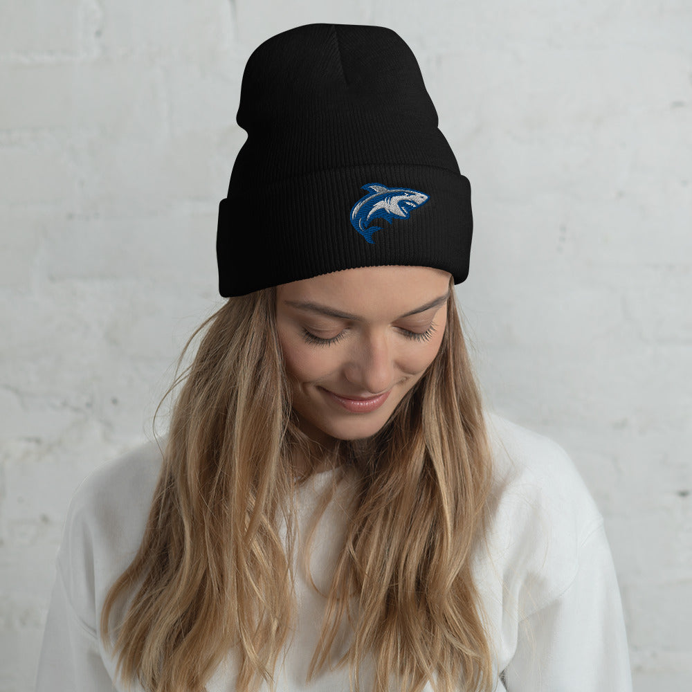 Shark Embroidered Cuffed Beanie, Shark Lover Embroidery Party Men Women Winter Adult Hat Gift Starcove Fashion