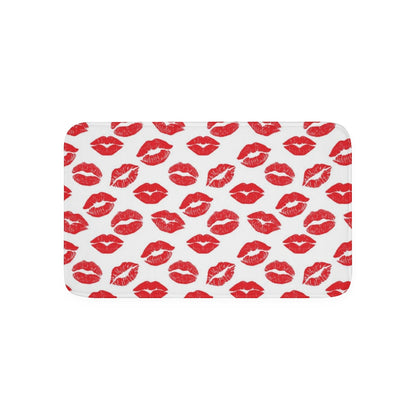 Red Lips Bath Mat, Memory Foam Lipstick Cute Shower Bathroom Decor Non Slip Floor Accessories Foam Large Small Rug Starcove Fashion