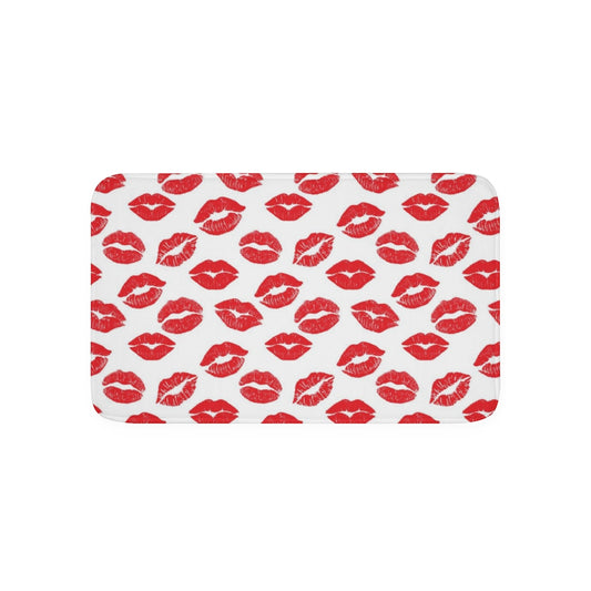 Red Lips Bath Mat, Memory Foam Lipstick Cute Shower Bathroom Decor Non Slip Floor Accessories Foam Large Small Rug Starcove Fashion