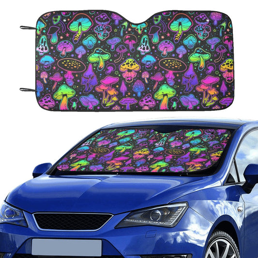 Mushroom Car Sunshade, Magic Windshield Cottagecore Fall Accessories Auto Protector Front Window Visor Solar Screen Decor Gift 55" x 29.53"