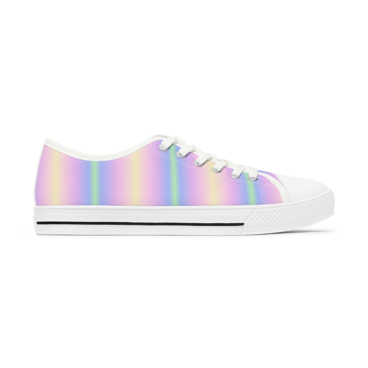Pastel Rainbow Women Shoes, Tie Dye Ombre Gradient Sneakers Canvas White Low Top Lace Up Girls Aesthetic Flat Shoes