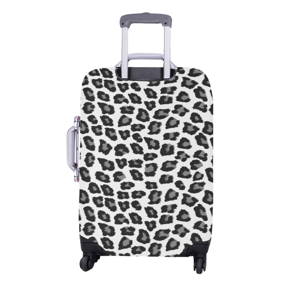 Snow Leopard Luggage Cover, Animal Print Black White Suitcase Bag Protector Washable Carry On Wrap Small Large Travel Gift Starcove Fashion