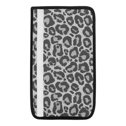 Grey Leopard Car Seat Belt Cover, Animal Print Gray Cheetah Cute Men Women Washable Strap Cushion Shoulder Pads Decoration Protector
