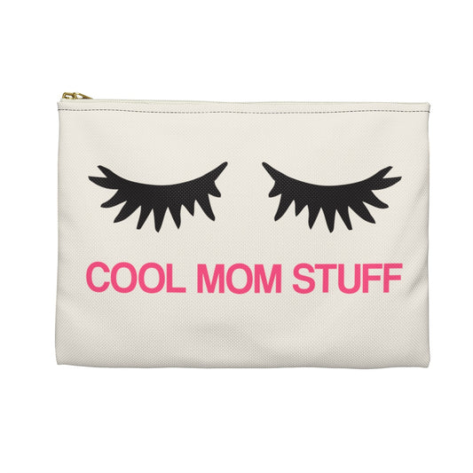 Cool Mom Stuff Makeup bag, Canvas Zipper Pouch Purse, Cosmetic Travel Case Bag, Mother Toiletry Accessory Pouch, Cute Eyelashes Gift Starcove Fashion