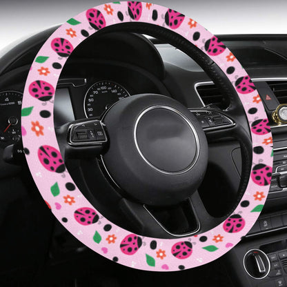 Ladybug Steering Wheel Cover with Anti-Slip Insert, Pink Cute Animal Print Car Cool Auto Wrap Protector Women Accessories Starcove Fashion