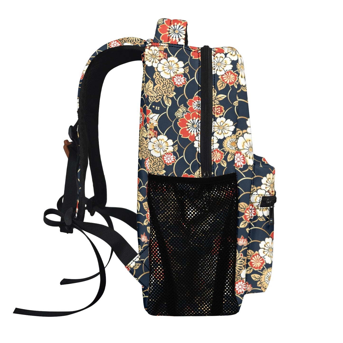 Japanese Backpack, Asian Floral flowers Men Women Kids Gift School College Cool Waterproof Side Pockets Laptop Designer Aesthetic Bag