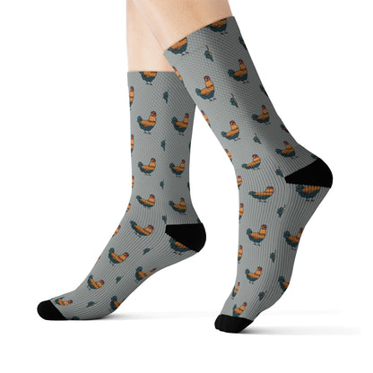 Chicken Socks, 3D Sublimation Poultry Rooster Farm Animals Lover Women Men Funny Fun Novelty Cool Funky Crazy Cute Unique Gift Starcove Fashion