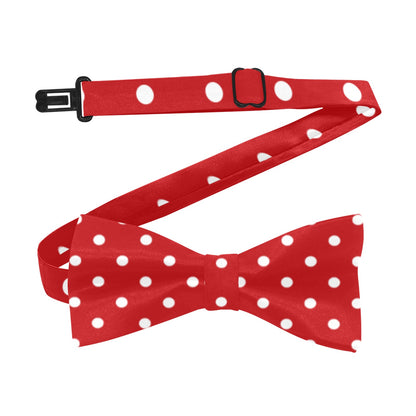 Red Polka Dot Bow Tie, Classic Chic Adjustable Pre Tied Bowtie Gift for Him Men Tuxedo Groomsmen Necktie Wedding Suit Designer