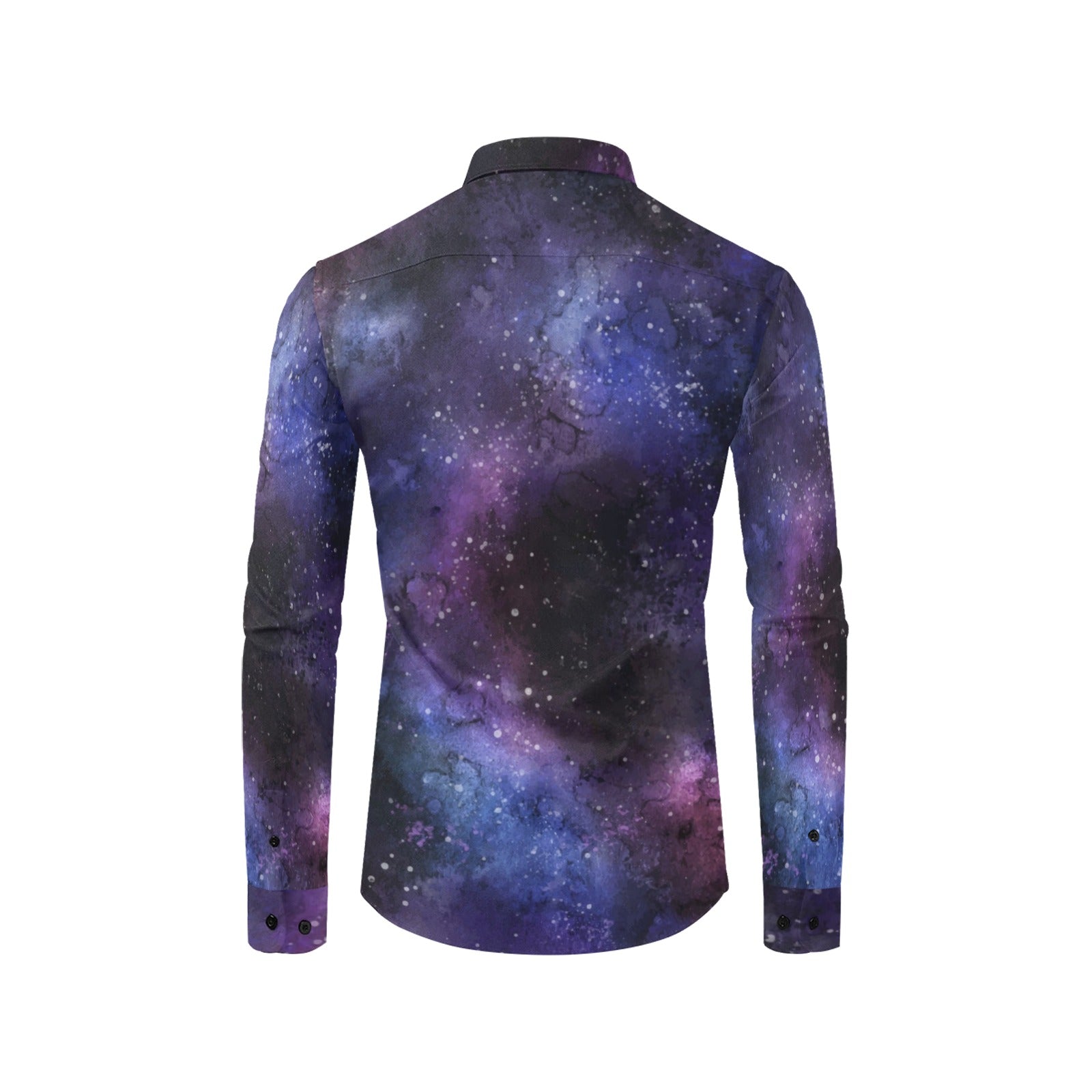 galaxy dress shirt Moon Stars Galaxy Harmony Men's Casual Long Sleeve Button Down Pocket Shirt