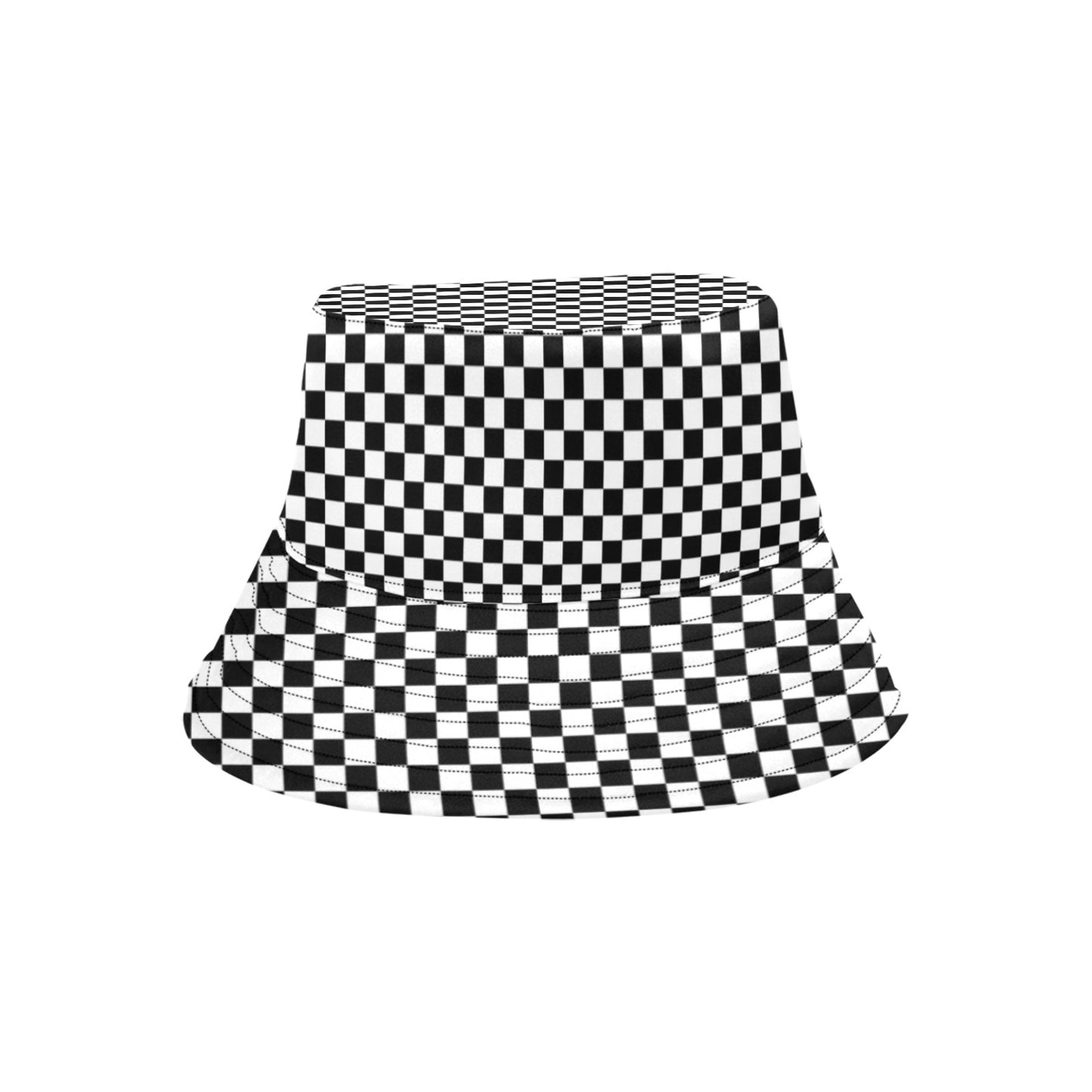 Checkered Bucket Hat, Black White Racing Check Retro Vintage Summer Festival Cute Women Men Designer Beach Sun Shade Y2K Cotton Twill Starcove Fashion