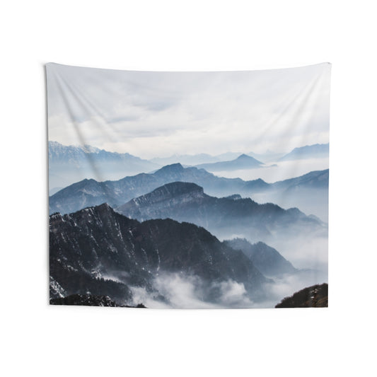 Mountain with Fog Wall Tapestry, Scenic Wanderlust Landscape Wall Art Bedroom Decor Indoor Wall Tapestries Starcove Fashion