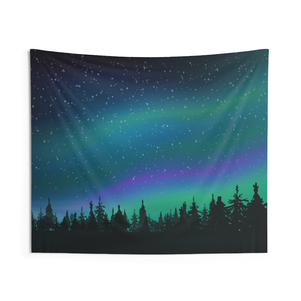 Northern Lights Tapestry, Starry Night Sky Stars Pine Forest Landscape Indoor Wall Art Hanging Large Small Decor Home Dorm Room Gift Starcove Fashion