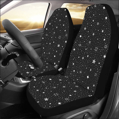 Stars Space Car Seat Covers 2 pc, Black White Galaxy Universe Celestial Pattern Front Seat SUV Truck Seat Protector Accessory Decoration Starcove Fashion