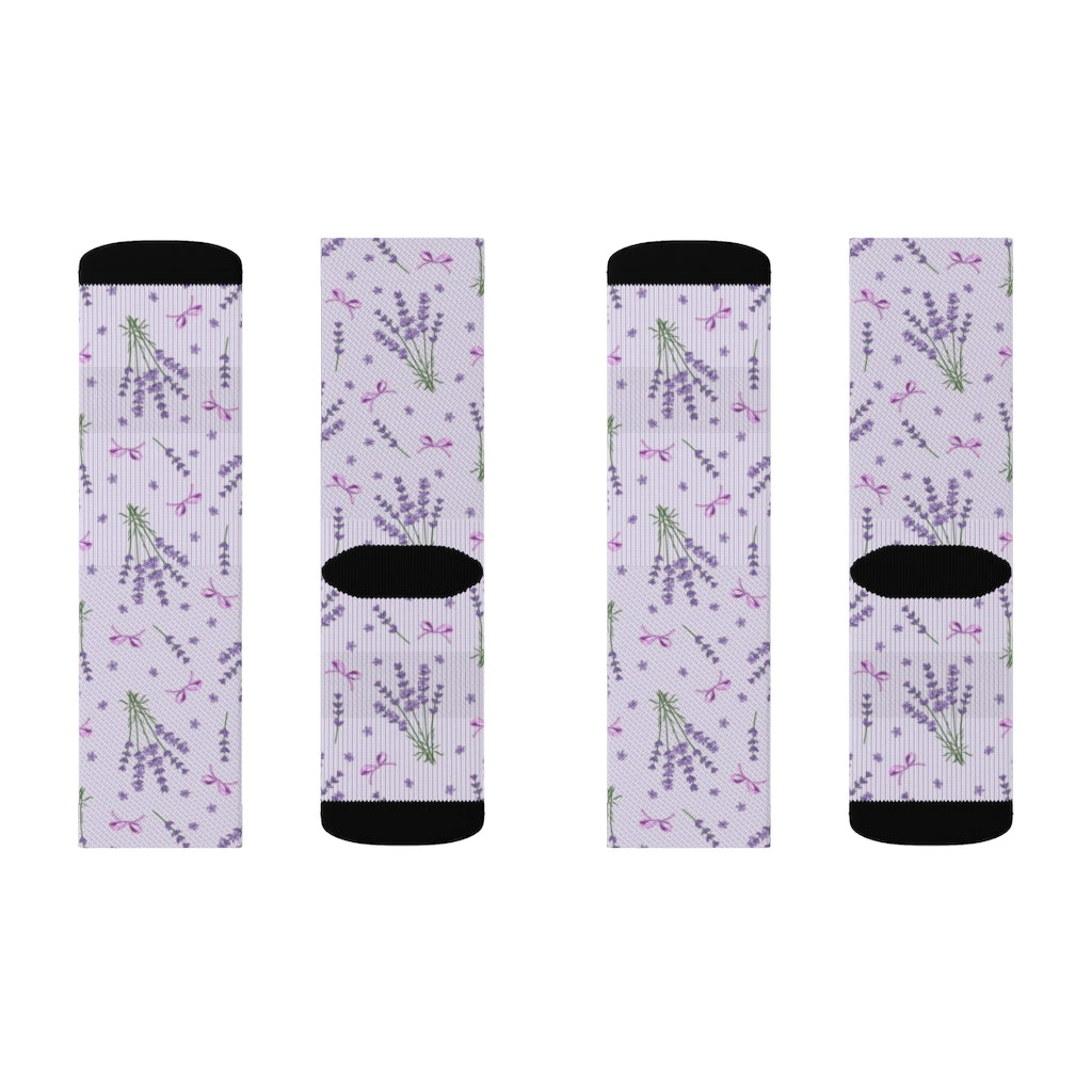 Lavender Socks, Flowers Purple Floral Crew 3D Sublimation Women Men Designer Fun Novelty Cool Casual Cute Unique Gift Starcove Fashion