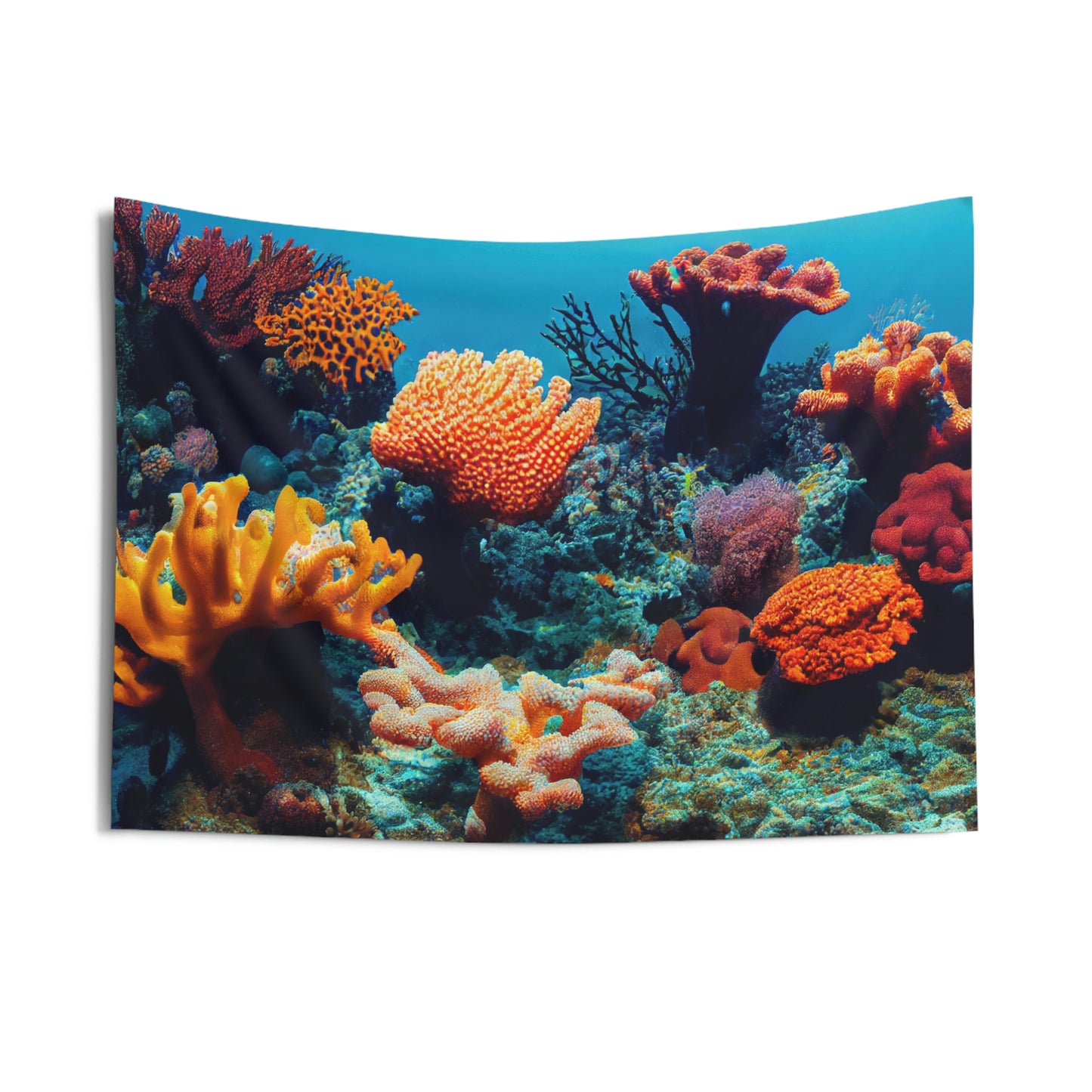 Coral Reef Tapestry, Under Water Photo Ocean Wall Art Hanging Landscape Realistic Aesthetic Large Small Decor Home College Dorm Starcove Fashion