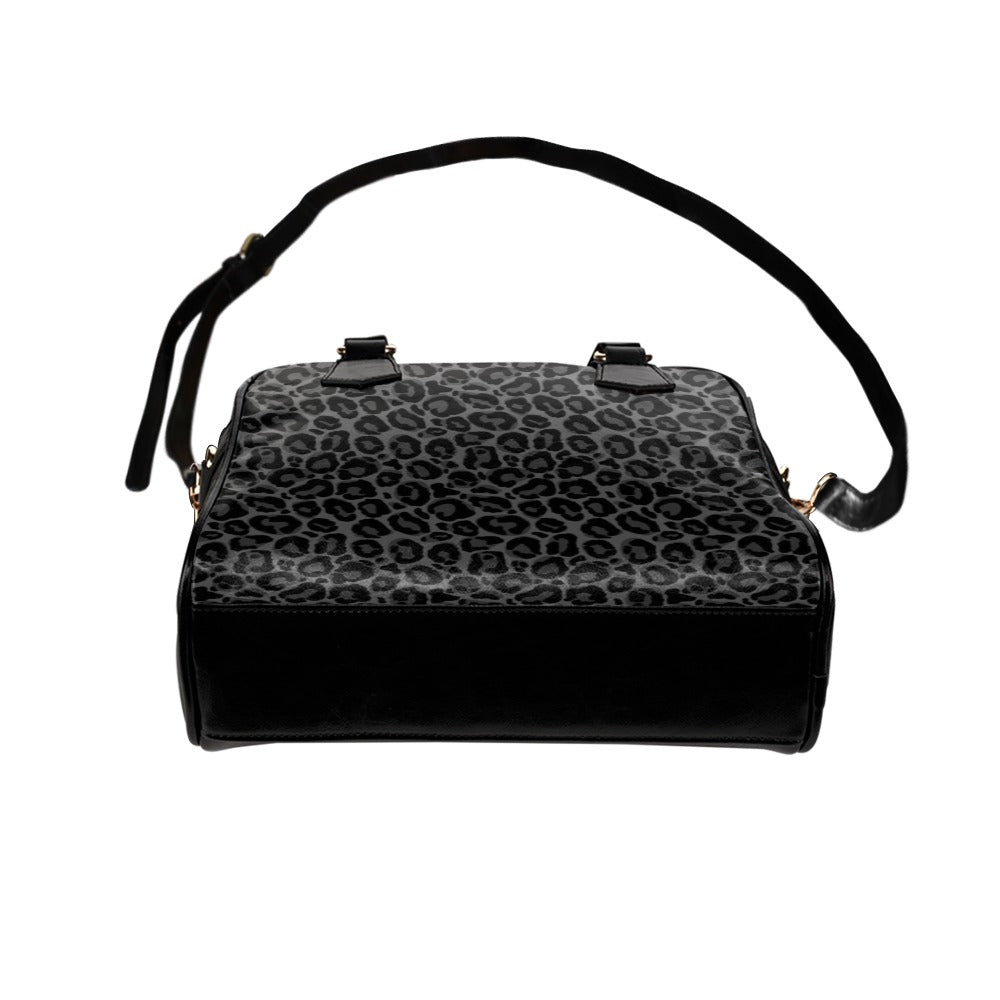Black Leopard Purse, Animal Print Panther Cheetah Pattern Cute Small Shoulder Bag High Grade PU Leather Women Designer Handbag