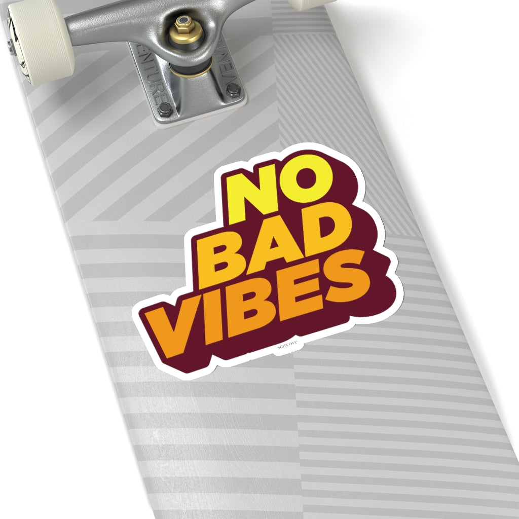 No Bad Vibes Sticker, Positive Inspiration Quote Laptop Decal Vinyl Cute Waterbottle Tumbler Car Bumper Aesthetic Die Cut Wall Mural Starcove Fashion
