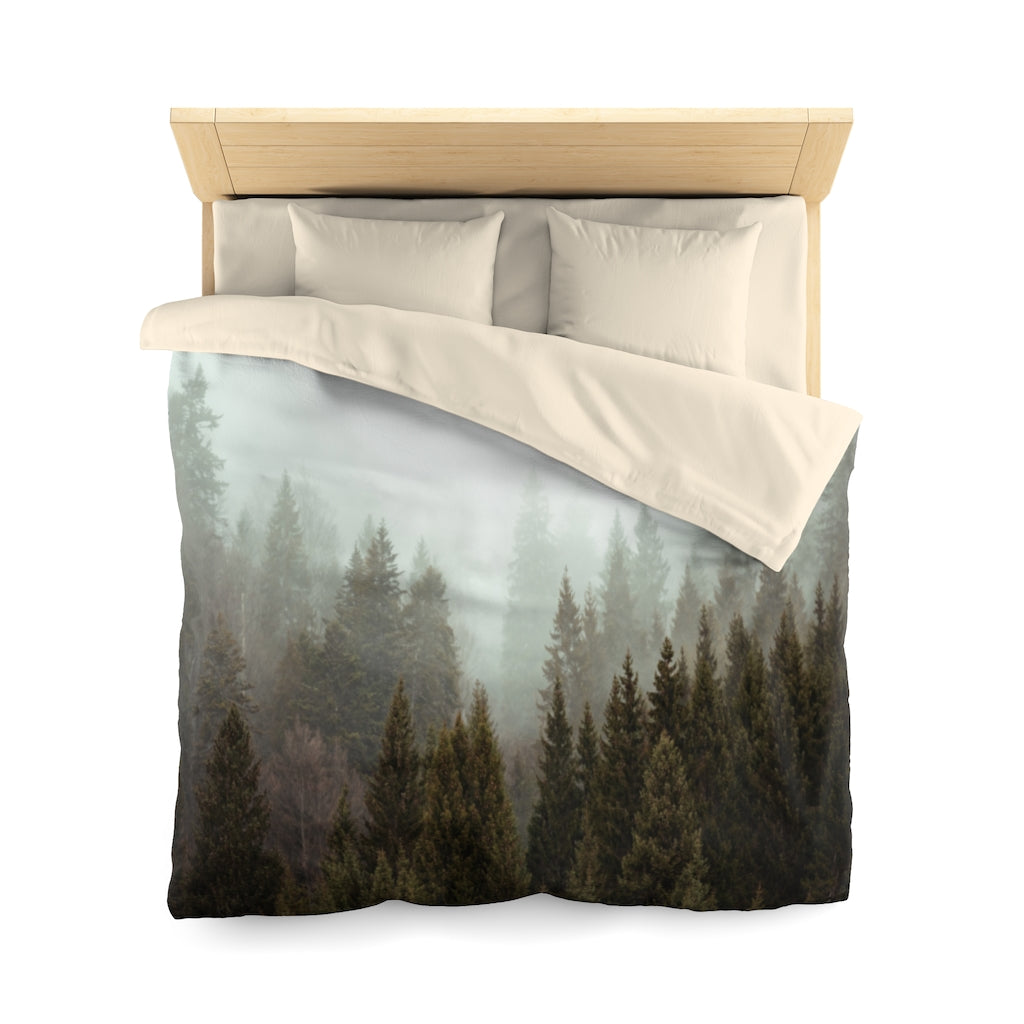 Foggy Forest Duvet Cover, Pine Trees Microfiber Full Queen Twin Unique Vibrant Bed Cover Modern Home Bedding Bedroom Décor Starcove Fashion