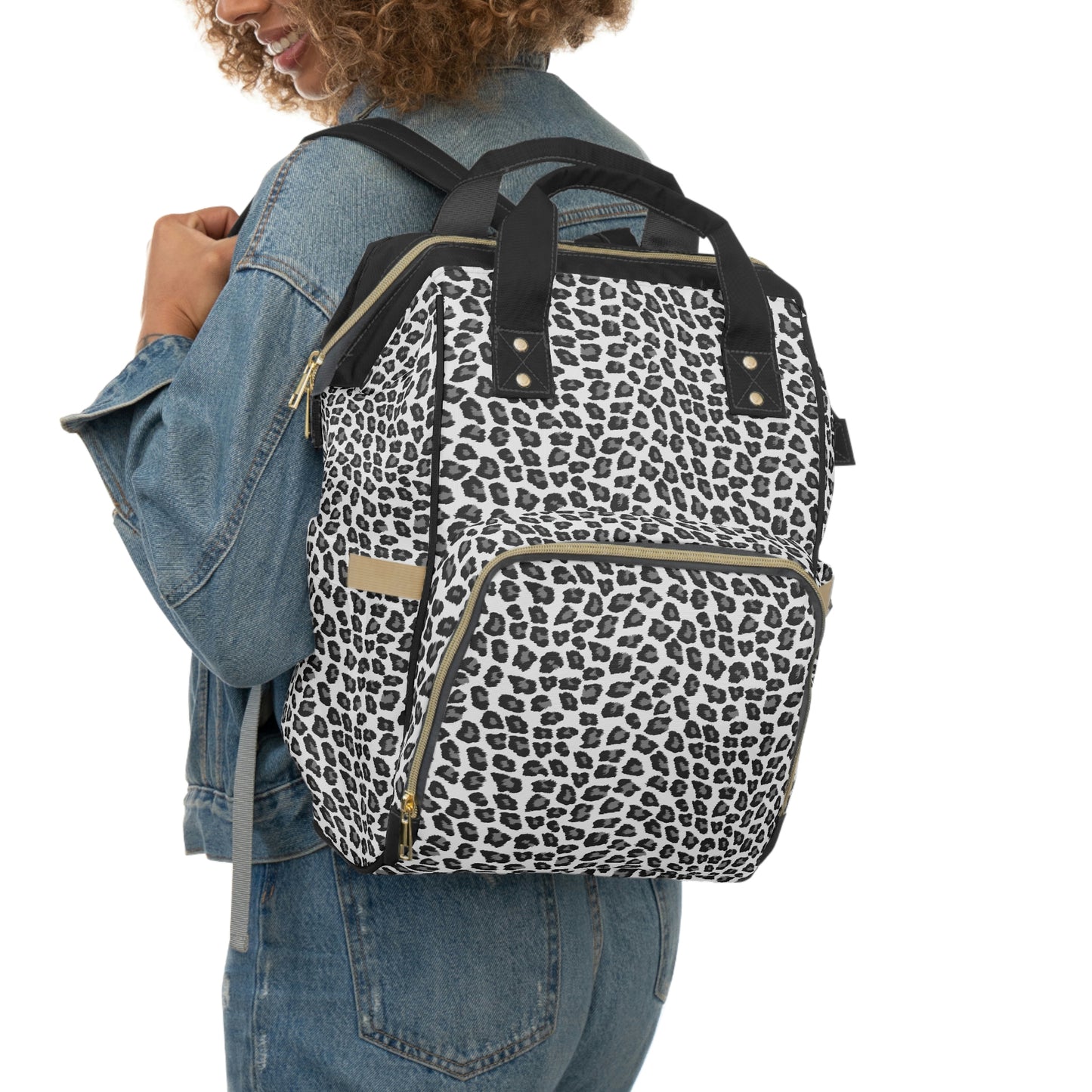 Snow Leopard Diaper Bag Backpack, Animal Print Baby Girl Waterproof Insulated Pockets Stylish Mom Designer Men Women