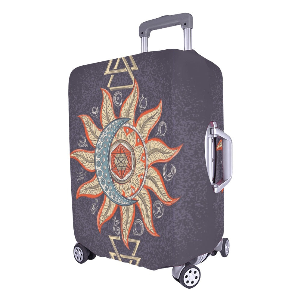Sun Moon Luggage Cover, Stars Spiritual Boho Bohemian Suitcase Hard Bag Protector Washable Wrap Large Small Travel Gift