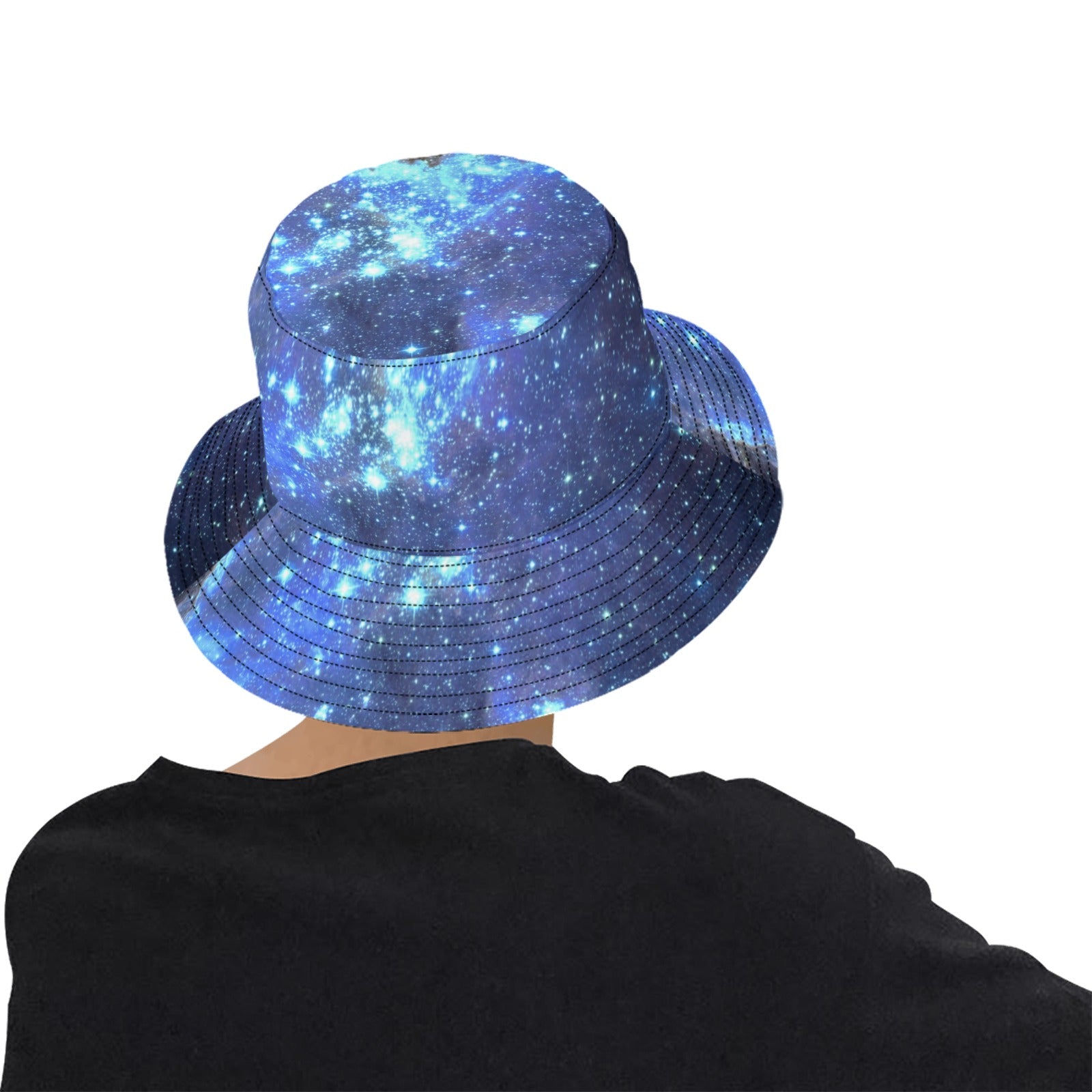 Galaxy Bucket Hat, Blue Space Stars Retro Vintage Summer Festival Cute Women Men Designer Beach Sun Shade Y2K Cotton Twill Starcove Fashion