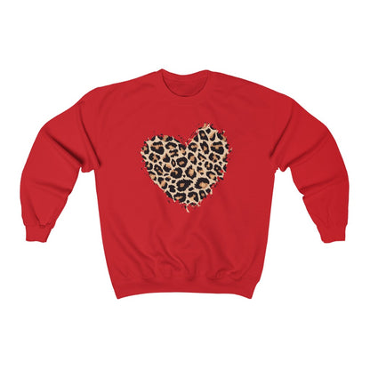 Leopard Heart Sweatshirt, Cheetah Graphic Valentines Day Crewneck Fleece Sweater Pullover Men Women Aesthetic Top Starcove Fashion
