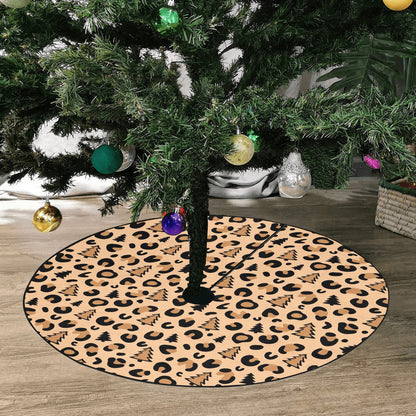 Leopard Christmas Tree Skirt, Cheetah Print Vintage Stand Small Large Base Cover Home Decor Farmhouse Decoration Party Starcove Fashion