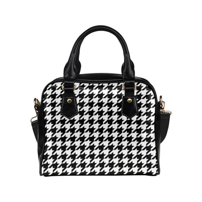 Houndstooth Purse Handbag with Shoulder Strap, Vintage Cute Black White Print Vegan Faux PU Leather Women Designer Handbag Starcove Fashion