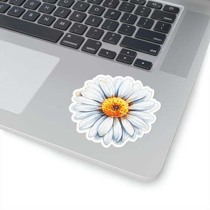 Daisy Sticker, White Flower Floral Art Laptop Decal Vinyl Cute Waterbottle Tumbler Car Waterproof Bumper Aesthetic Die Cut Wall Clear Starcove Fashion