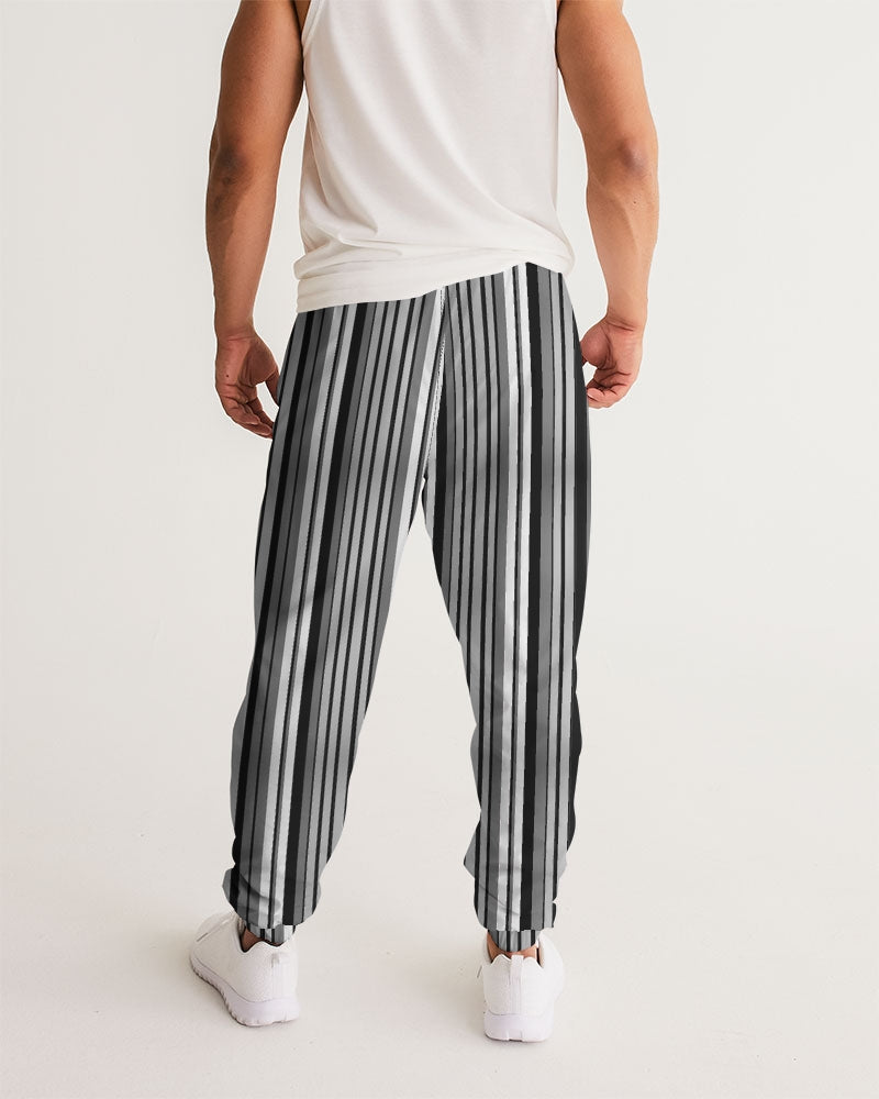 Grey Black stripes Men Track Pants, Zip Pockets Quick Dry Mesh Lining Lightweight Festival Elastic Waist Windbreaker Joggers Bottoms Starcove Fashion