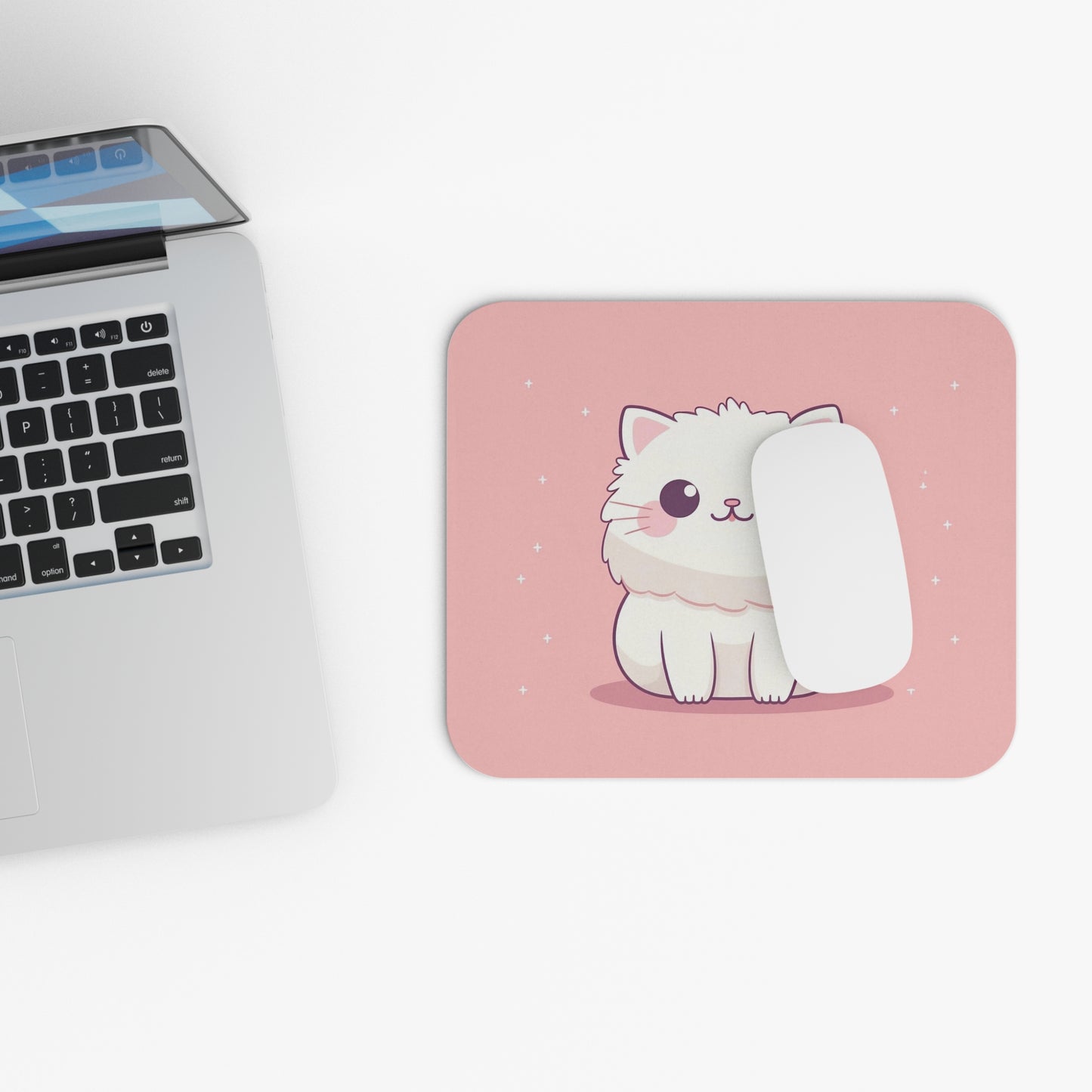 Cute Cat Mouse Pad, Pink Computer Gaming Unique Desk Cool Decorative Aesthetic Design Square Mat Starcove Fashion