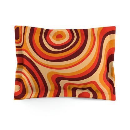 Retro 70s Microfiber Pillow Sham, Orange Brown Funky Groovy Matching Duvet Bed Cover King Standard Unique Home Bedding