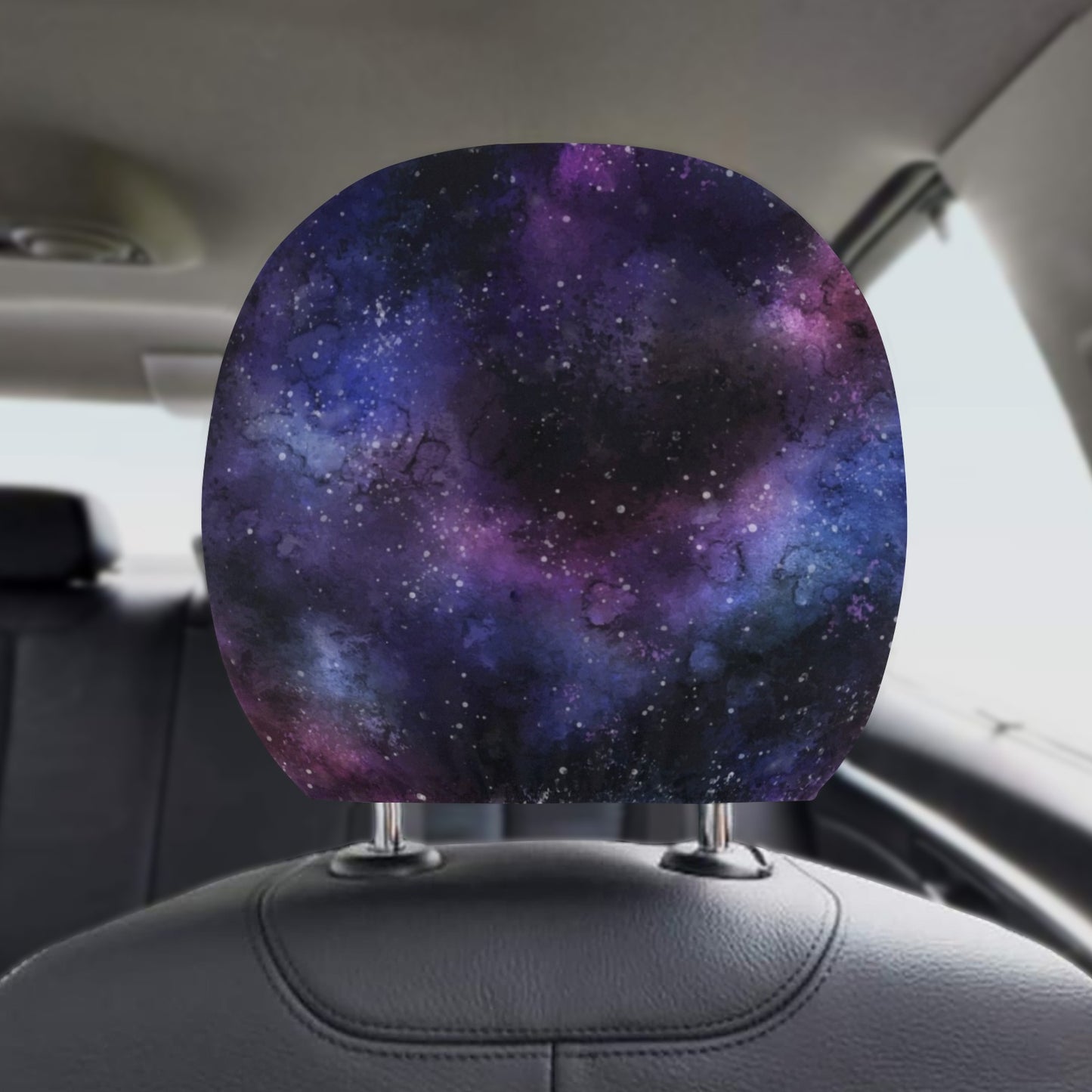 Galaxy Space Car Seat Headrest Cover (2pcs), Stars Purple Truck Suv Van Vehicle Auto Decoration Protector New Car Gift