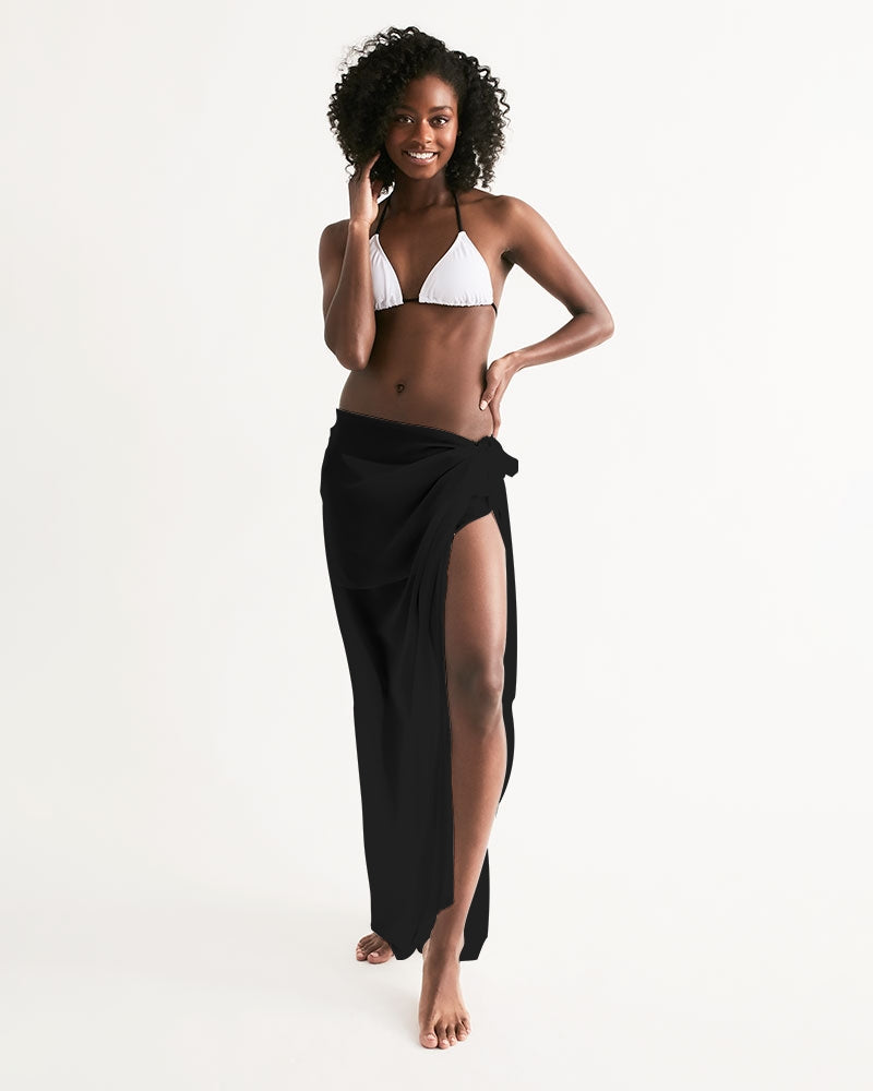 Black Swimsuit Cover Up Women, Rectangle Wrap Front Sarong Bikini Bathing Suit Beach Sexy Long Flowy Coverup Swimwear Custom Color Beachwear