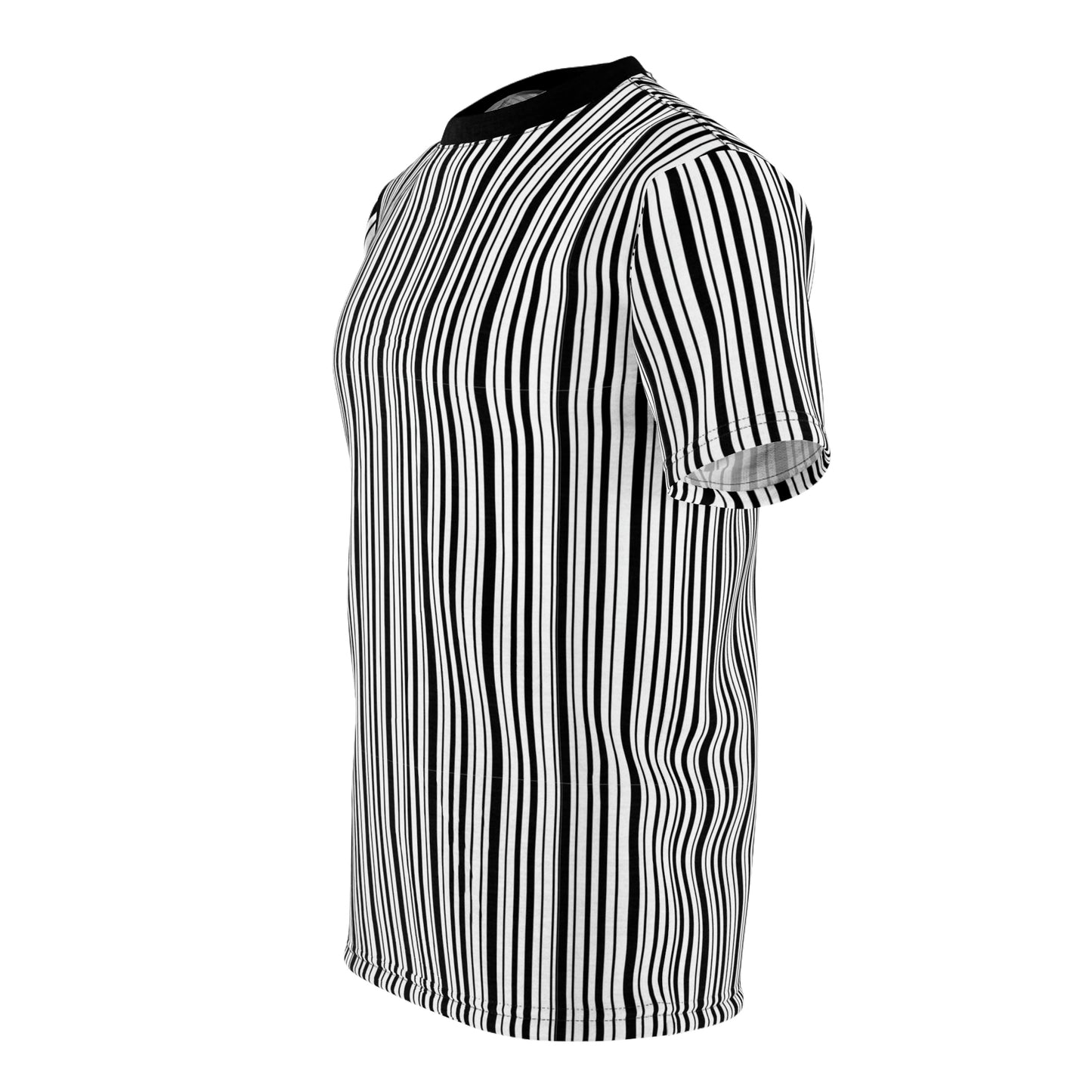 Black White Striped Tshirt, Vertical Stripe Designer Graphic Aesthetic Fashion Crewneck Men Women Tee Top Short Sleeve Shirt
