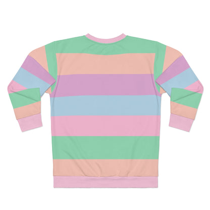 Pastel Striped Sweatshirt, Rainbow Kawaii Aesthetic Crewneck Fleece Cotton Sweater Jumper Pullover Men Women Top Starcove Fashion