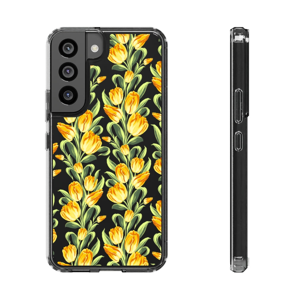 Yellow Tulips Clear Phone Cases, Flowers iPhone 13 Pro Max Print Cute Aesthetic iPhone 12 11 Mini Galaxy S22 S21 Transparent Starcove Fashion
