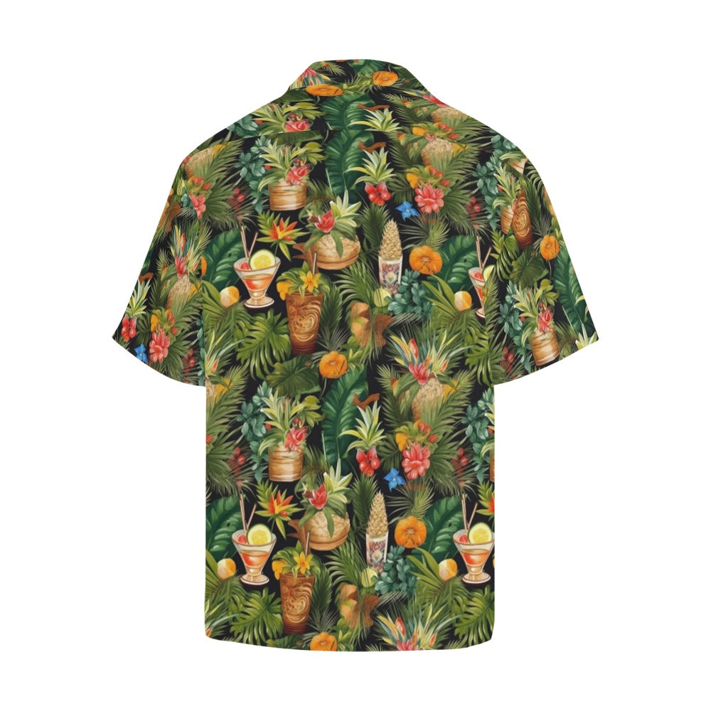 Cocktails Men Hawaiian shirt, Drinks Vintage Aloha Hawaii Retro Summer Tropical Beach Plus Size Cool Button Down Shirt