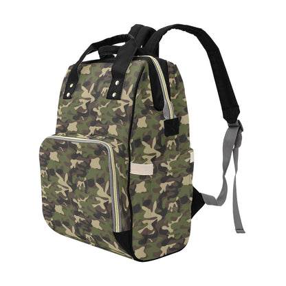 Camo Diaper Bag Backpack, Green Camouflage Baby Boy Girl Waterproof Insulated Pockets Stylish Mom Dad Designer Men Women Multipurpose