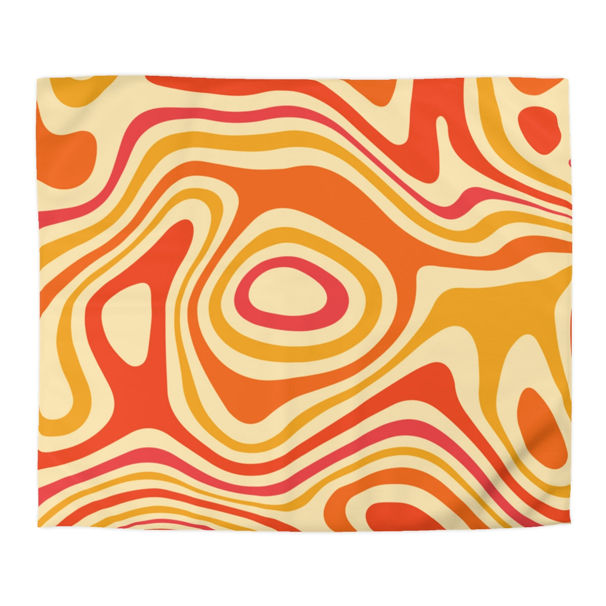 Retro Duvet Cover, 70s Bedding Funky Groovy Orange King Full Queen Twin XL Unique Microfiber Cool Vibrant Bed Home Bedroom Décor Starcove Fashion